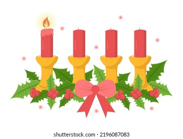First Sunday of Advent or the Beginning of a New Church Year Which Takes Place on November 27 in Template Hand Drawn Cartoon Flat Illustration