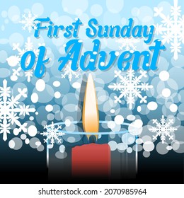 First Sunday of Advent theme. Ilustration candle. Suitable for Poster, Banners, campaign and greeting card.