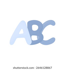 The first three letters of the alphabet. ABC. Preschool education. Concept first time to school