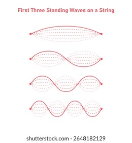 First Three Standing Waves on a String in Physics.