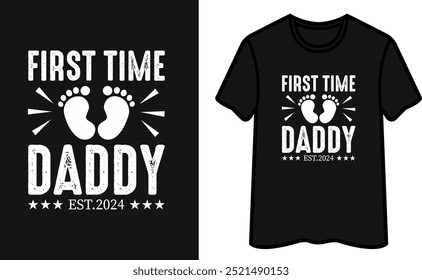 Erstmals Daddy Est.2024. Vatertag T-Shirt Design