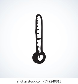 First treat device isolated on white panel background. Web outline logo concept. Freehand black ink linear hand drawn flat emblem sketchy in art retro cartoon doodle graphic style pen on paper