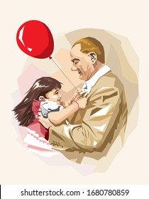 First of Turkey's President Ataturk, who is hugging the little girl lovingly