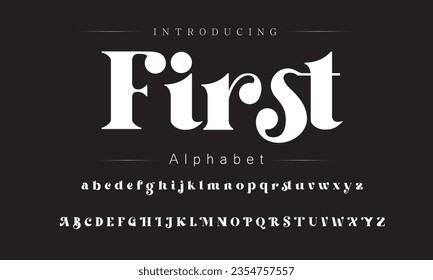 First Vintage Brush Script Modern Font. Retro Typeface. Vector Illustration.