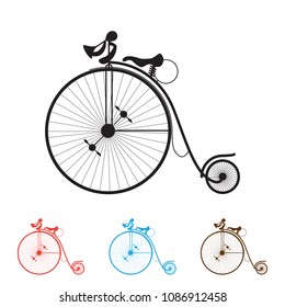 First Vintage Cycle icon vector, old model bicycle