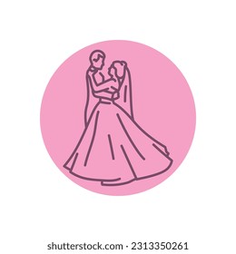 First wedding dance of newlywed black line icon. Pictogram for web page, mobile app, promo.