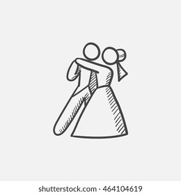 First wedding dance sketch icon for web, mobile and infographics. Hand drawn vector isolated icon.