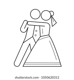 First Wedding Dance Vector Line Icon Isolated On White Background. Dance Of Groom And Bride At Wedding Line Icon For Infographic, Website Or App.
