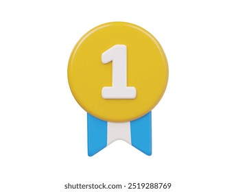 First winner medal icon 3d render illustration
