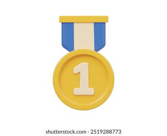 Primer ganador icono de medalla 3d render ilustración