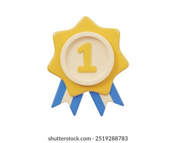 Primer ganador icono de medalla 3d render ilustración