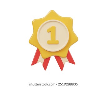 First winner medal icon 3d render illustration