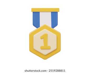 Erster Gewinner Medaille Symbol 3D Render Illustration