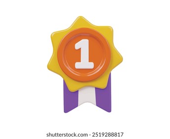 Erster Gewinner Medaille Symbol 3D Render Illustration