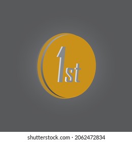 The first winner's Medal design is in gold on a black background. vector illustration