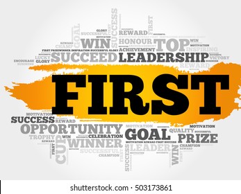 FIRST word cloud collage, business concept background