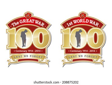 The First World War - The Great War Centenary graphic with Poppy and Soldier editable vector.