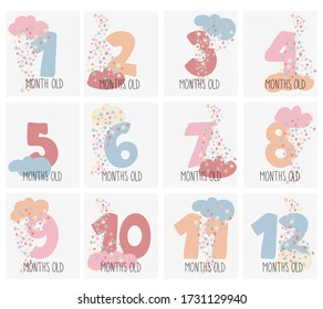 First Year Baby Sticker Set Numbers Stock Vector (Royalty Free ...