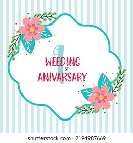 First Year Weeding Anniversary Invitation Card Template 