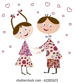 First young love - vector colofull illustration