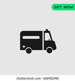 First-Aid Automobile Ambulance Vector Icon, The symbol of ambulance car. Simple, modern flat vector illustration for mobile app, website or desktop app   