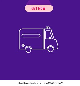 First-Aid Automobile Ambulance Vector Icon, The outlined symbol of ambulance car. Simple, modern flat vector illustration for mobile app, website or desktop app   