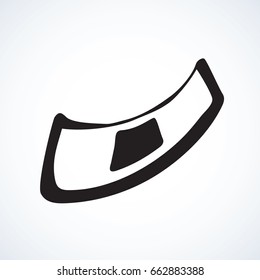 Firstaid elastic plastic emplastrum isolated on white background. Web outline cartoon logo concept. Freehand linear black ink hand drawn flat emblem sketchy in retro doodle graphic style pen on paper