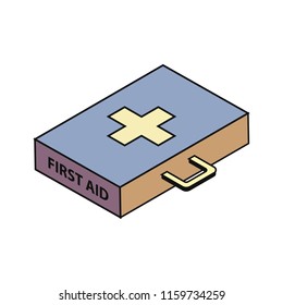 First-aid isometry icon isolated on white background