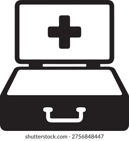 Firstaid kit icon medical briefcase with cross for emergency care