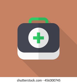 First-aid kit icon , Vector flat long shadow design.