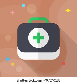 First-aid kit icon , Vector flat long shadow design.