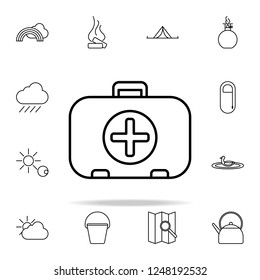 icono de línea del kit de primeros auxilios. iconos de camping conjunto universal para web y móvil