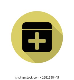 first-aid kit long shadow icon. Simple glyph, flat vector of web icons for ui and ux, website or mobile application