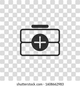 first-aid kit, outline symbol. Black symbol on transparency grid