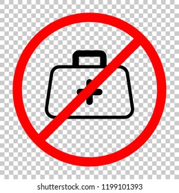 first-aid kit, outline symbol. Not allowed, black object in red warning sign with transparent background
