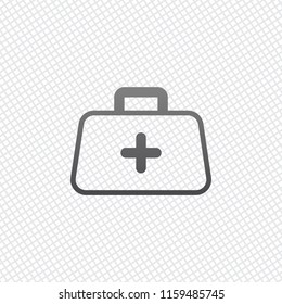 first-aid kit, outline symbol. On grid background