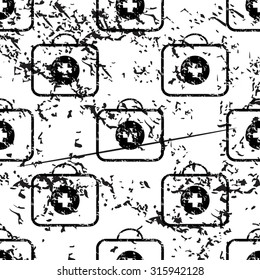 First-aid kit pattern grunge, black image on white background