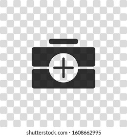 first-aid kit, simple icon. Black symbol on transparency grid