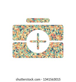 first-aid kit, simple icon. Colored mosaic with polygons