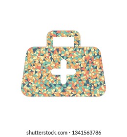 first-aid kit, simple icon. Colored mosaic with polygons