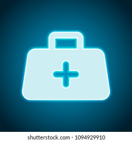 first-aid kit, simple icon. Neon style. Light decoration icon. Bright electric symbol