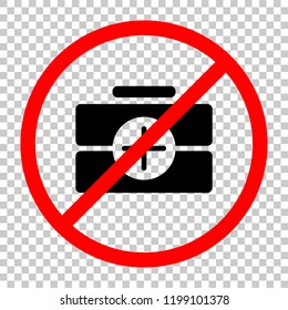 first-aid kit, simple icon. Not allowed, black object in red warning sign with transparent background