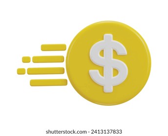firstest growing dollar currency icon 3d rendering vector illustration