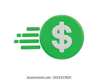 firstest growing dollar currency icon 3d rendering vector illustration