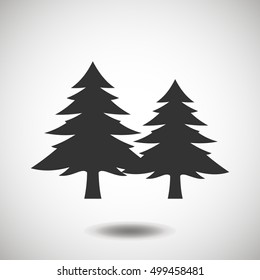 Fir-tree black icon, silhouette and vector logo. Flat isolated element. Nature sign and symbol. Christmas tree, happy new year 2017