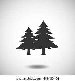 Fir-tree black icon, silhouette and vector logo. Flat isolated element. Nature sign and symbol. Christmas tree, happy new year 2017