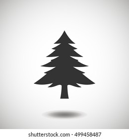 Fir-tree black icon, silhouette and vector logo. Flat isolated element. Nature sign and symbol. Christmas tree, happy new year 2017