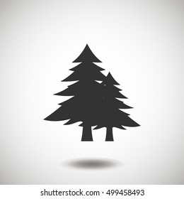 Fir-tree black icon, silhouette and vector logo. Flat isolated element. Nature sign and symbol. Christmas tree, happy new year 2017