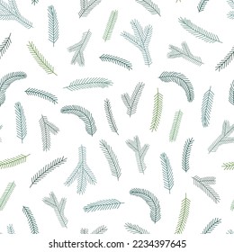 Ramas de árbol de flores patrón sin fisuras celebración navideña simple doodle vectorial ilustración, ornamento repetido para textil, papel de regalo, decoración doméstica diseño decoración tradicional de temporada