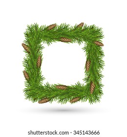 Fir-tree Christmas wreath. Vector illustration
